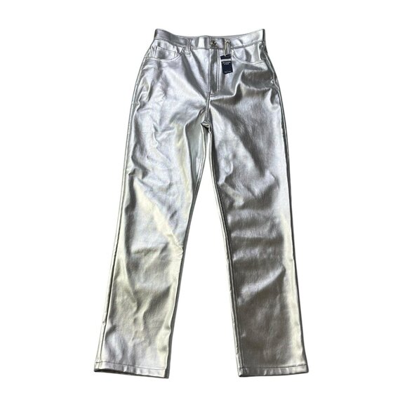 Abercrombie Fitch Metallic Silver Curve Love Ultra High Rise 90s Straight Jeans - Picture 2 of 4